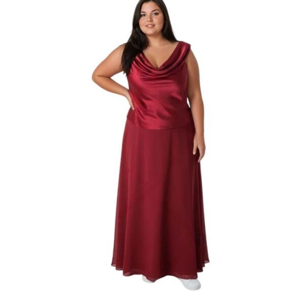 Michaelangelo Chiffon Skirt & Top Set, Size 22, Apple Red, New With Tags - Picture 1 of 9